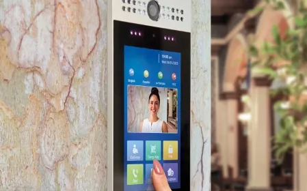 Video intercom entry panel at a building entrance