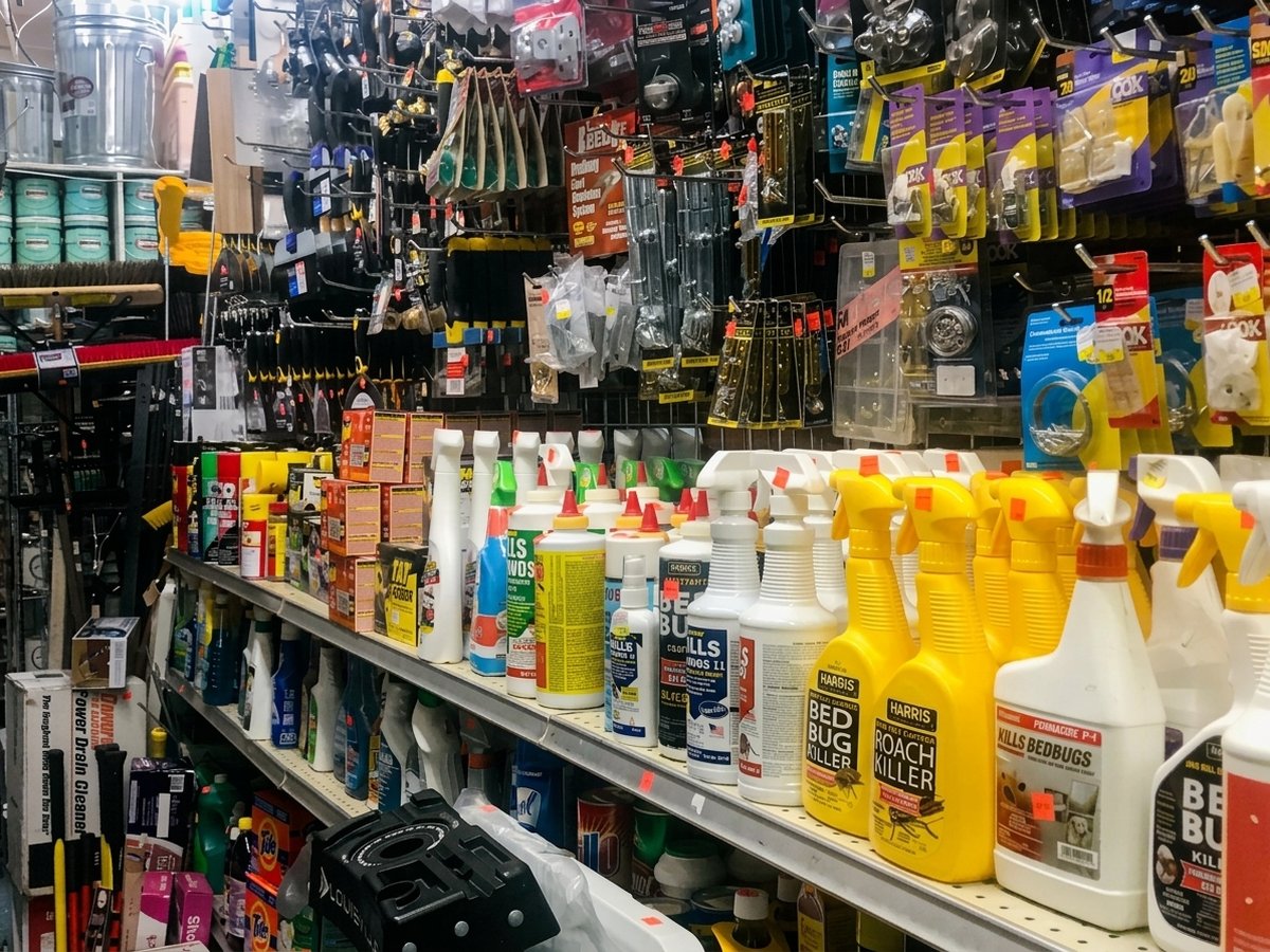 Cleaning supplies and household aisle at Gonzalez Home Center